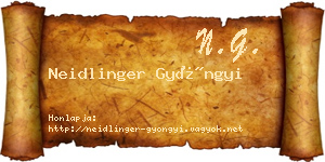 Neidlinger Gyöngyi névjegykártya
